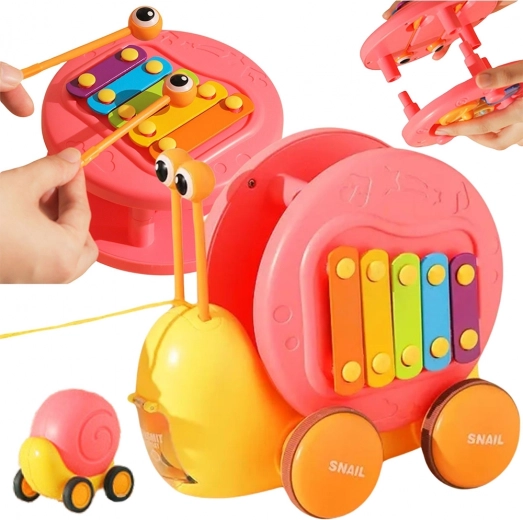 WOOPIE pull-along snail 4-in-1 with xylophone, gears and a launch car