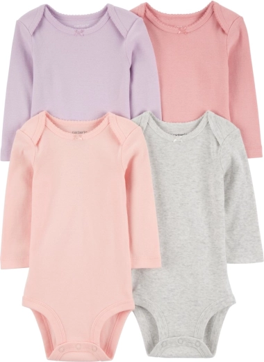 Carter’si tüdrukute pika varrukaga bodid, lilla/hall/roosa, 4 tk, suurus 56