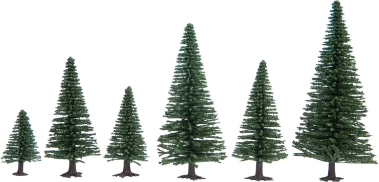 Noch fir trees – set of 10 pcs (5–14 cm) for H0/TT model scenery