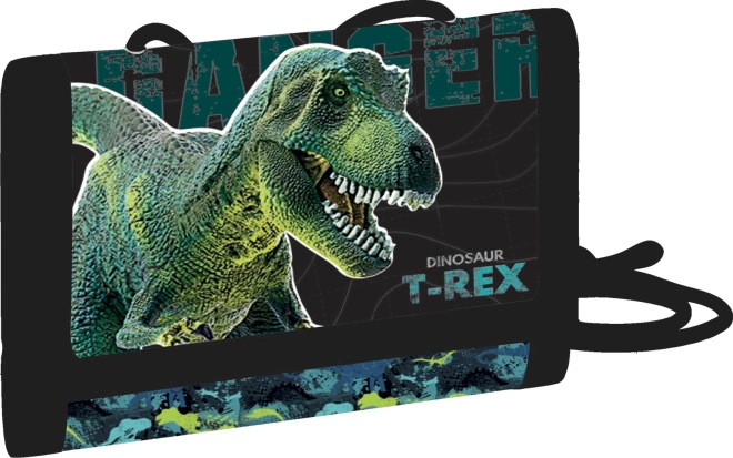 Laste tekstiilist rahakott dinosauruse motiiviga takjakinnitusega