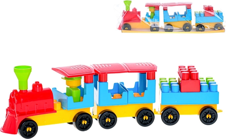 Building set: Train with two carriages and stickers