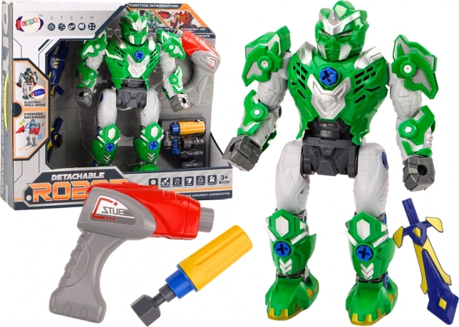 Screw-Together Robot with Lights and Sounds – Green Set with Drill and Screwdriver