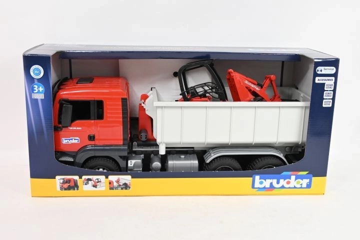 Bruder MAN TGS Truck with Container and Schäffer Hoflader Loader