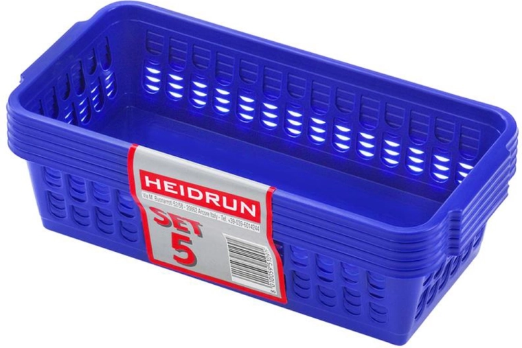 HEIDRUN plastic baskets 20.5 × 10 × 6.5 cm, set of 5, mixed colors