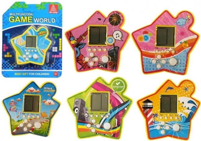 Pocket electronic Tetris game in a star shape – yellow
