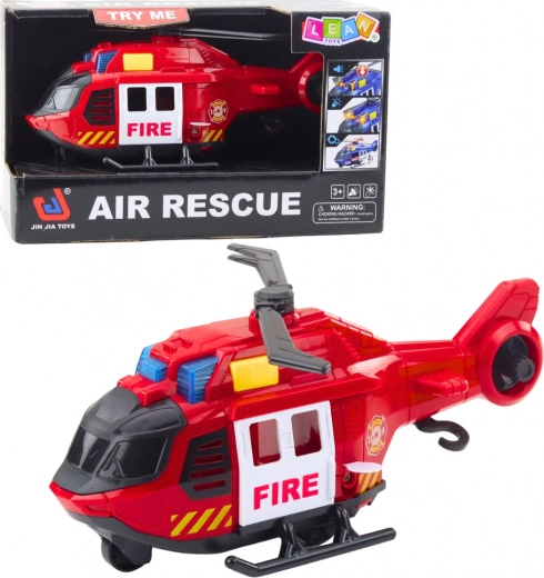 Firefighting helicopter with lights and sounds with crane – red