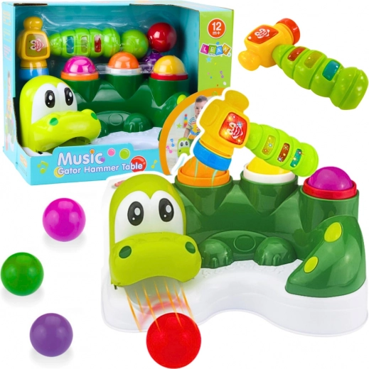 Interactive crocodile with hammer and slide
