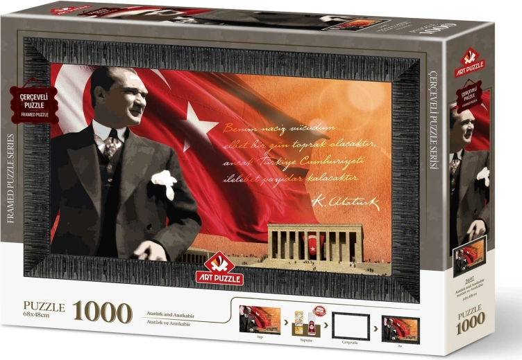Art Puzzle pusle raamiga ja liimiga 3v1 1000 tükki – Atatürk