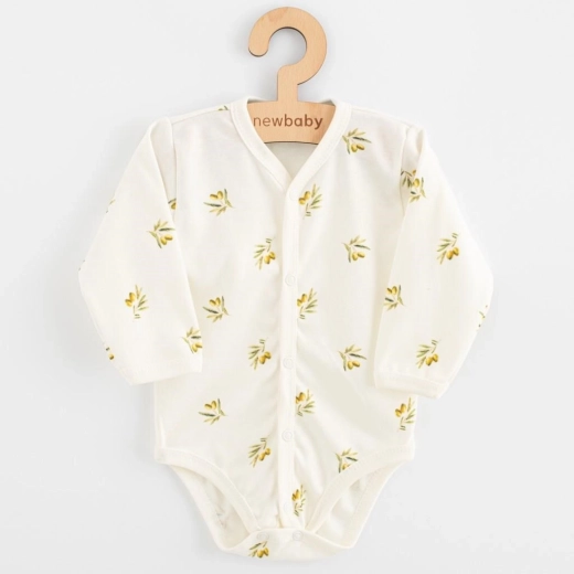 Baby full-opening romper with long sleeves made of organic cotton New Baby Olives