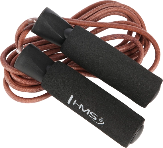 HMS Leather Jump Rope with Bearings and Foam Handles