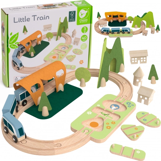 Wooden train set with shape sorter 40 pieces classic world