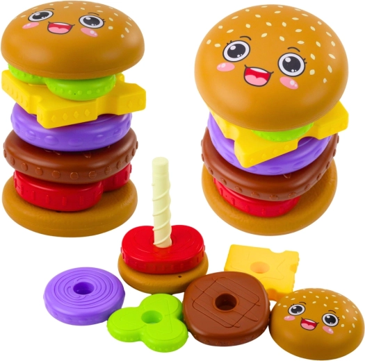 Stacking hamburger game for kids, colorful, 7 pieces