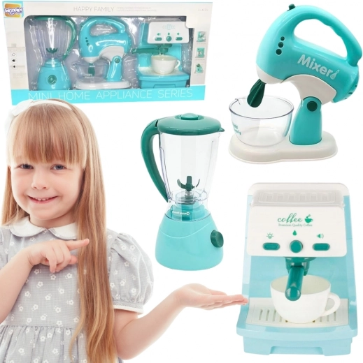 Woopie laste 3‑ühes seadmete komplekt – kohvimasin, mikser ja blender tulede ja helidega