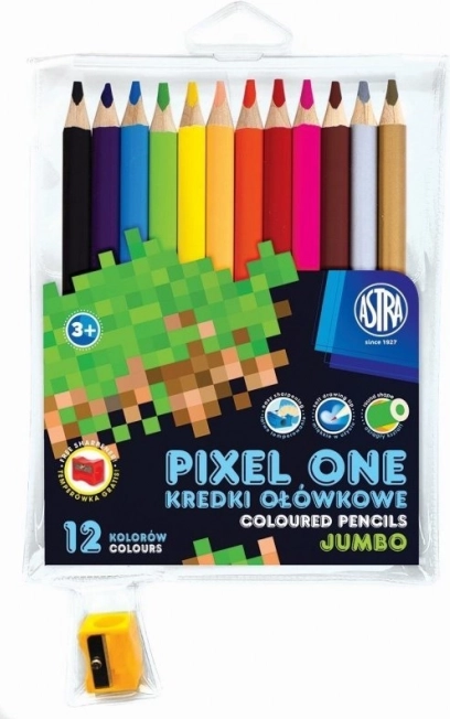 ASTRA Pixel One jumbo värvipliiatsid 12 tk koos teritajaga