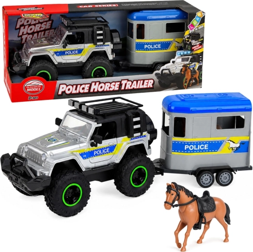Police off-road vehicle with horse trailer, lights and sounds