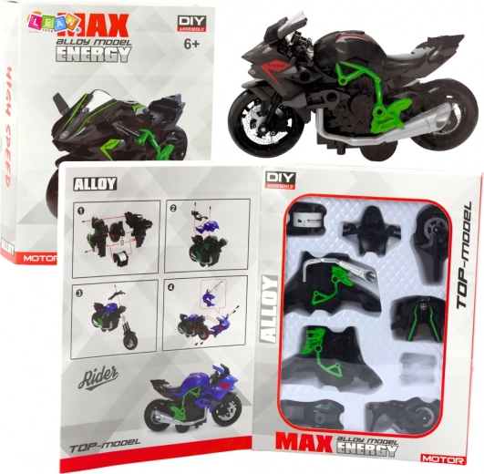Metal DIY motorcycle 1:14 green–black