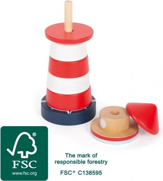 Wooden stacking tower lighthouse small foot