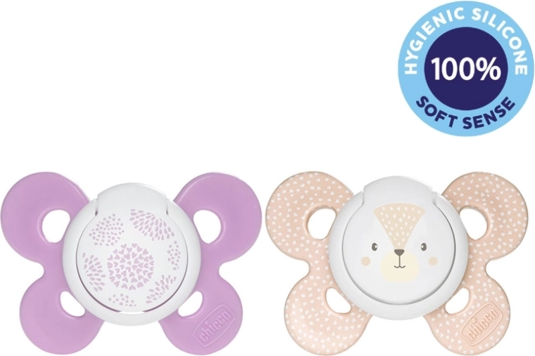 Chicco physio comfort silikoonlutt 6–16 kuud, 2 tk, muster täpid/rebane