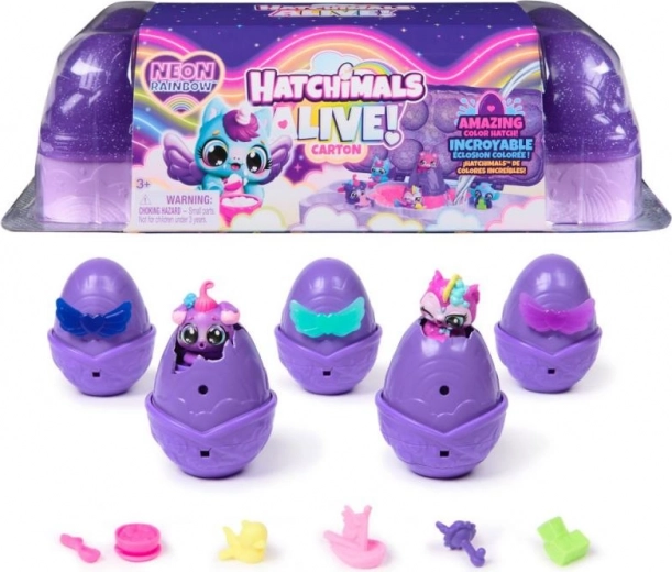 Hatchimals Box Neon Rainbow – Neon Hatchery with 5 Eggs and Figures