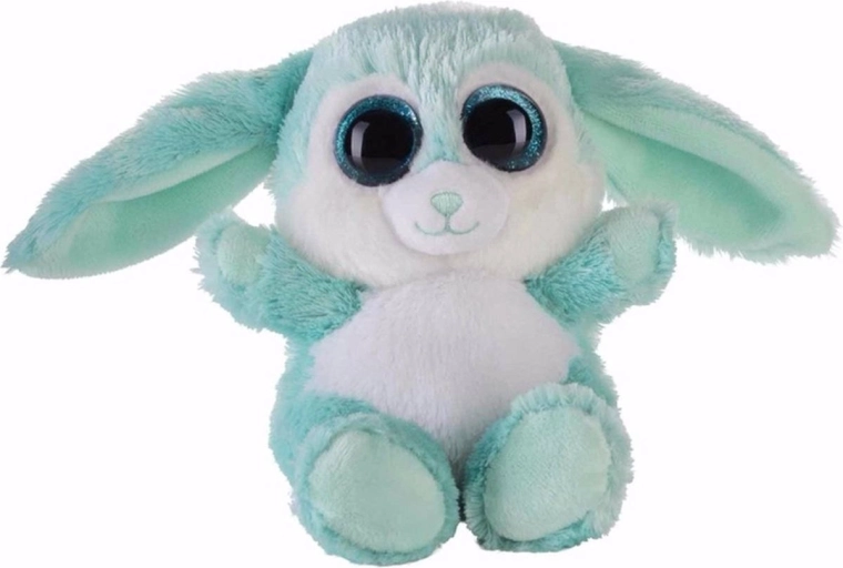 Plush turquoise bunny with big eyes 15 cm - 1 piece