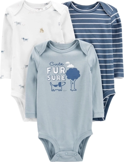 Carter’s laste pikkade varrukatega bodid Blue Dogs, 3 tk, vastsündinu suurus 56