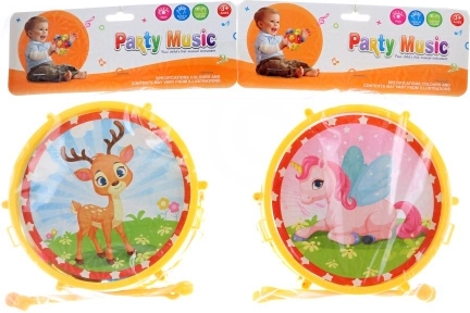 Muusikakomplekt 3 ühes: trumm, tamburiin ja marakad loomadega