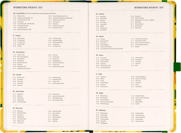 International holidays 2027 in one place