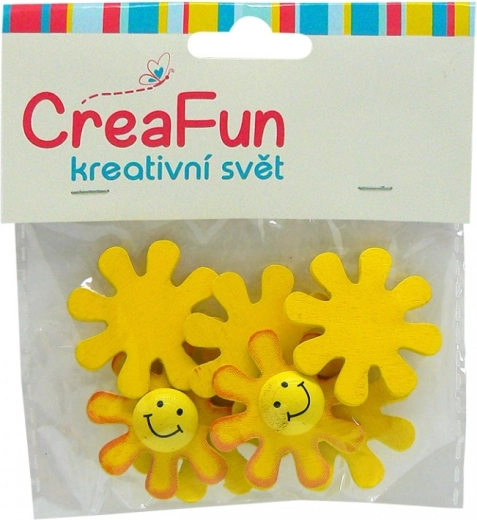 Wooden sun decorations 3.5 cm, 8 pcs