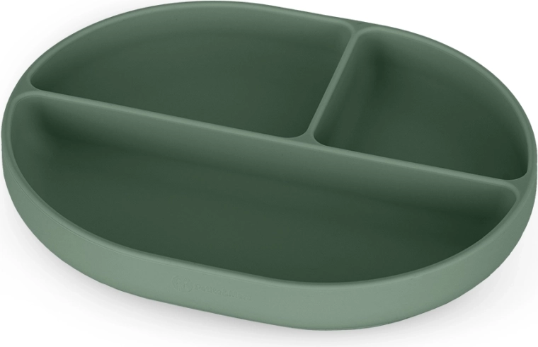 Petite&mars silicone divided plate with suction cup, oval Take&Match Desert Sand 6m+