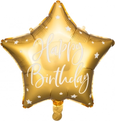 Foil Balloon Star Happy Birthday 40 cm Gold