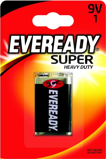 Energizer Eveready Super Heavy Duty 9V tsinkkloriidpatarei 6F22