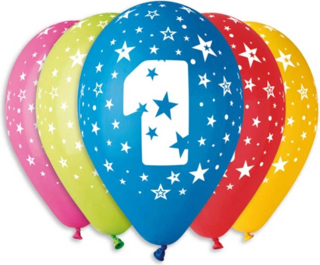 Gemar latex balloons with number 1 print (30 cm) – 5 pcs