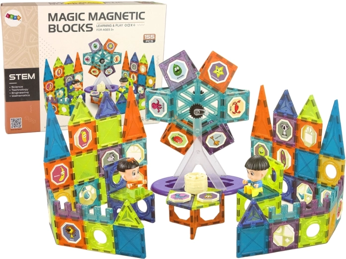 Magnetilised 3D ehitusklotsid – vaateratas, 155 osa
