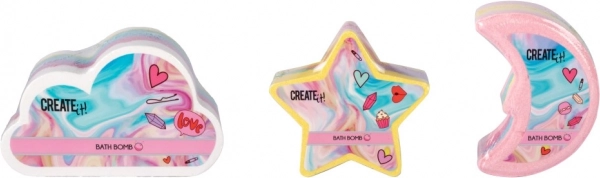 Fizzy bath bombs in the shape of a moon, cloud and star CREATE IT!