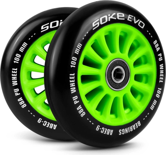 Tõukeratta rattad 100 mm rohelised SOKE – komplekt 2 tk