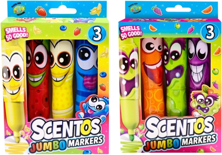 Scentos Jumbo Funny Face Scented Markers, 3 pcs