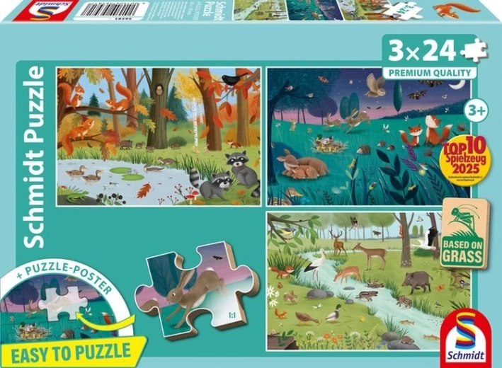 Schmidt puzzle Forest and Meadow Animals 3×24 pieces