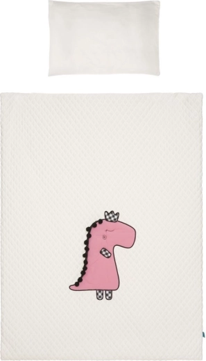 3-osaline beebivoodipesukomplekt BELISIMA Dino 3D koore‑roosa 100 × 135 cm
