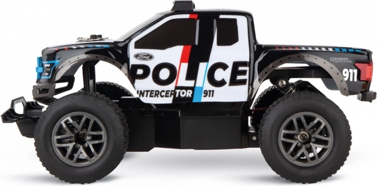 Realistic police action with an LED light bar