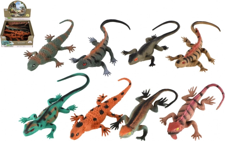 Plastic lizard toy 20 cm – assorted species in a box