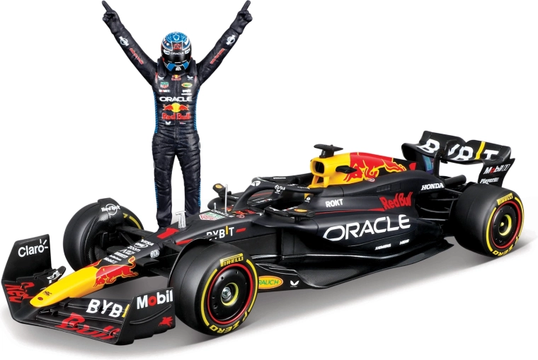 Bburago vormel Formule 1 Oracle Red Bull Racing RB20 2024 koos figuuriga Max Verstappen 1:24