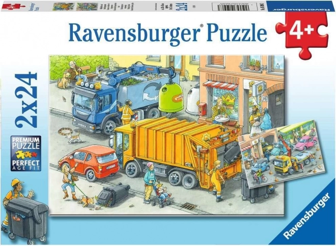 Ravensburger pusle Prügimehed ja puksiirauto 2x24 tükki