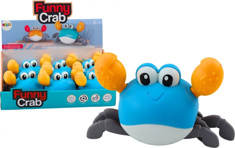 Wind-up bath toy crab – swims and walks, blue