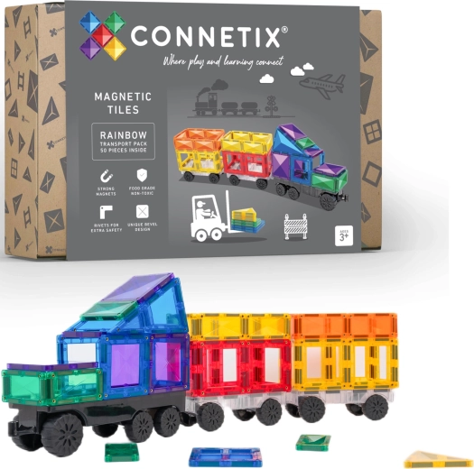 Connetix Rainbow Transport Pack magnetiline ehituskomplekt 50 osaga