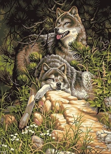 Teemantmaal „Hundid metsas” 30 × 40 cm