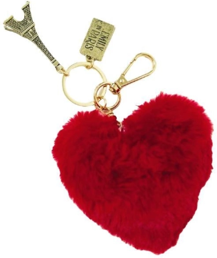 Pom pom keychain Emily in Paris heart and Eiffel Tower - 1 piece