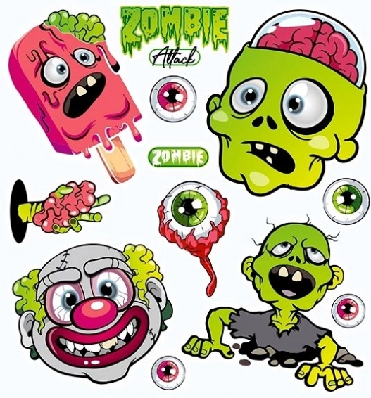 Zombie Iron-On Patches for Halloween – Small Sheet