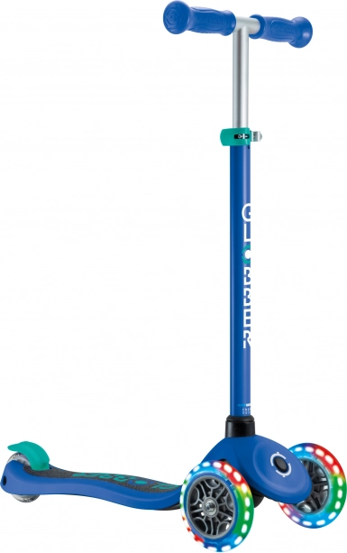 Globber Primo Lights V2 children's three-wheel scooter with light-up wheels, navy blue