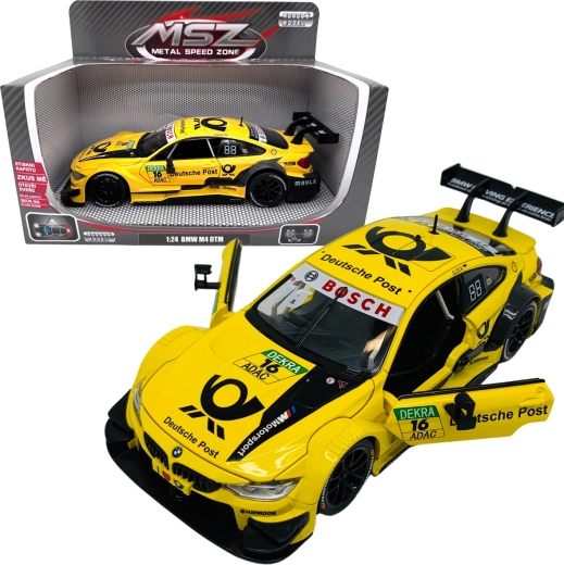BMW M4 DTM metallmudel 1:24 kollane