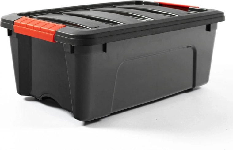 Plastic storage box 12 l with lid DOLONI, black